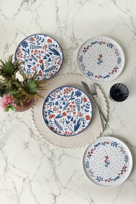 Hermia Juego de platos para postres Multicolor (4 piezas) de 22 cm